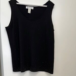 Jones New York Black Tank Top and matching cardigan with tiny beading